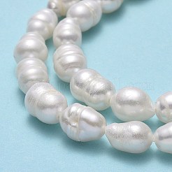 天然養殖淡水パールビーズ連売り  ライス  リネン  7~10x5.5~6mm  穴：0.7mm  約42~45個/連  13.39''（34センチメートル）&nbsp;PEAR-J006-19A-01