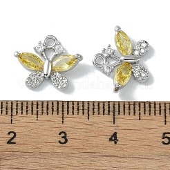 Brass Micro Pave Clear Cubic Zirconia Charms&nbsp;KK-H482-09P-02