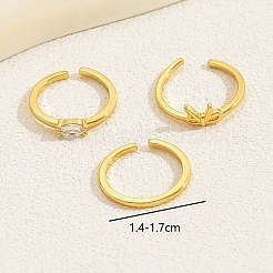 3Pcs 3 Style Cubic Zirconia Solitaire Rings&nbsp;WN2944-1