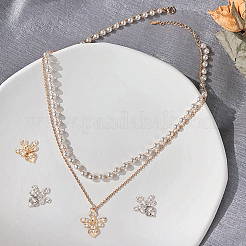 8Pcs 2 Colors Brass Micro Pave Clear Cubic Zirconia Charms&nbsp;KK-BC0010-04