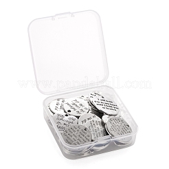 36Pcs 6 Style Tibetan Style Carved Words Alloy Pendants&nbsp;FIND-LS0001-38AS