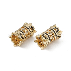 Brass Micro Pave Black Cubic Zirconia European Beads&nbsp;KK-E068-VB474