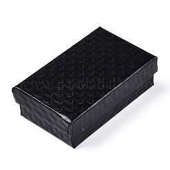 菱形の質感のある厚紙製ジュエリーボックス  黒いスポンジを使って  ジュエリーギフト包装用  長方形  ブラック  8x5x2.7cm  内側：7.3×4.4cm。&nbsp;CBOX-T006-02A