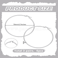 3 Pairs 304 Stainless Steel Ring Hoop Earrings&nbsp;EJEW-LP0001-04