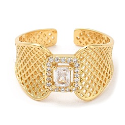 Rack Plating Brass Hollow Wide Band Cuff Rings&nbsp;RJEW-D008-15G