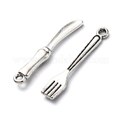 48個8スタイルチベットスタイルアロイペンダント  キッチン用品ペンダント  混合図形  アンティークシルバー  25x3x2mm  6個/スタイル&nbsp;TIBEP-FS0001-13