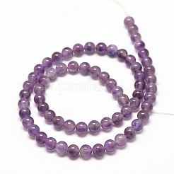 天然石アメジストラウンドビーズ連売り  6mm  穴：1mm  約63個/連  15.5インチ&nbsp;G-P072-29-6mm