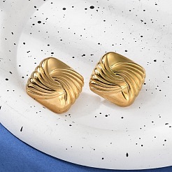 女性用304ステンレススチールスタッドピアス  菱形  ゴールドカラー  27.5x27.5mm&nbsp;LS-EJEW-K306-01G
