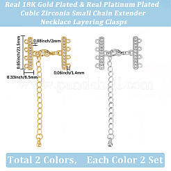 4 Sets 2 Colors Brass Micro Pave Cubic Zirconia Chain Extender&nbsp;ZIRC-BBC0003-66