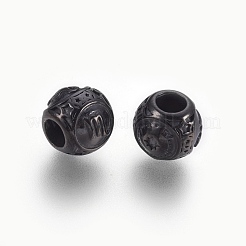 316サージカルステンレススチールヨーロピアンビーズ  大穴ビーズ  さそり座とロンデル  ガンメタ色  10x9mm  穴：4mm&nbsp;STAS-F195-128B-09
