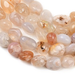 天然石桜色アゲート瑪瑙ビーズ連売り  ナゲット  タンブルストーン  9~11x8~10x6~10mm  穴：0.8mm  約18~19個/連  6.89~7.28''（17.5~18.5センチメートル）&nbsp;GG-CBA787B-A05