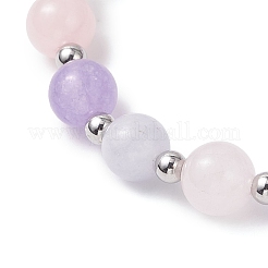 Natural Aquamarine & Rose Quartz & Amethyst Beads Stretch Bracelets for Women&nbsp;BJEW-JB12525