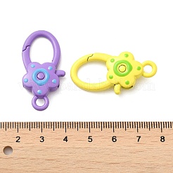 スプレー塗装された合金カニカン  花  ミックスカラー  36.5x18x7mm  穴：3.5mm&nbsp;PALLOY-H131-05