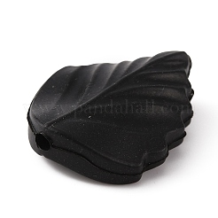 シリコンビーズ  葉  ブラック  24~24.5x19~19.5x7~7.5mm  穴：2mm&nbsp;LS-SIL-WH0001-20D