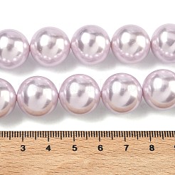 電気めっきシェルパールビーズ連売り  ラウンド  ライラック  16mm  穴：0.8~0.9mm  約24~25個/連  15.55~16.02''（39.5~40.7センチメートル）&nbsp;BSHE-G041-16mm-06