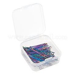 100個2スタイルイオンプレーティング(IP)304ステンレススチールアイピン  虹色  22ゲージ  30x0.6mm  35x0.6mm  穴：2mm  50個/スタイル&nbsp;STAS-LS0001-60MC