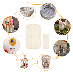木製編みかぎ針編みのボトムスセット  長方形  DIY織りかぎ針編み編み物ベース用品  アンティークホワイト  17.5~26x7~16x0.28~0.29cm  穴：3mm  2個/セット&nbsp;WOOD-WH0027-16
