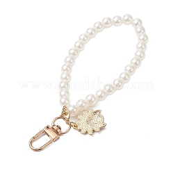 10個 10スタイル アクリルパールビーズペンダント装飾  ハート/亀/花の合金エナメルチャーム付き  バッグの飾りに  ミックスカラー  144mm  1個/スタイル&nbsp;HJEW-JM02310