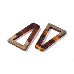 レジン＆ウッドパーツ  ホロートライアングルチャーム  サドルブラウン  38x24.5x3.5mm  穴：2mm&nbsp;WOOD-F015-10G