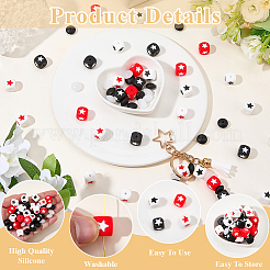70Pcs 6 Styles Rondelle & Cube with Star Silicone Beads&nbsp;SIL-PA0001-35