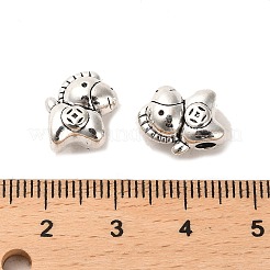 チベット風合金ビーズ  カドミウムフリー＆鉛フリー  馬  アンティークシルバー  12x10.5x7mm  穴：2.7mm  約452個/1000g&nbsp;FIND-C043-018AS