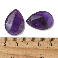 天然石アメジストペンダント  ティアドロップ  25.5x18~18.5x4mm  穴：1.4mm&nbsp;G-Z071-03D