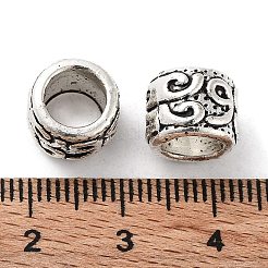 チベット風合金ヨーロピアンビーズ  大穴ビーズ  カドミウムフリー＆鉛フリー  コラム  アンティークシルバー  10x8mm  穴：6.5mm  約526個/1000g&nbsp;FIND-A035-06AS