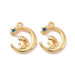 Moon with Rabbit Brass Enamel Pendants&nbsp;KK-G435-08G