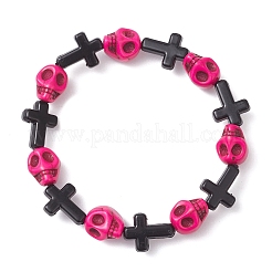 Halloween Cross & Skull Acrylic Bead Stretch Bracelets&nbsp;BJEW-JB12617