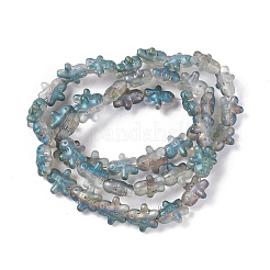 Half Rainbow Plated Forsted Electroplate Glass Beads&nbsp;GLAA-P005-HR01