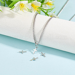 4Pcs Rhodium Plated 925 Sterling Silver Cross Charms&nbsp;FIND-GO0002-62A
