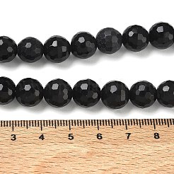 天然石オブシディアンビーズ連売り  多面カット  ラウンド  10.5~11mm  穴：1.2mm  約39~42個/連  15.16~15.47''（38.5~39.3センチメートル）&nbsp;GG-CBA12F1-A01-10MM
