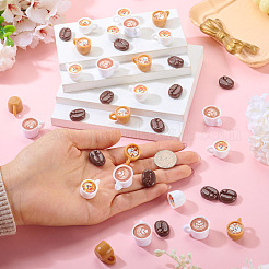 50Pcs 4 Styles Resin Coffee/Coffee Bean Figurines Ornaments&nbsp;DJEW-TA0001-46
