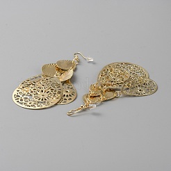 ティアドロップフラワー合金シャンデリアピアス  女性用ロングクラスターイヤリング  ゴールドカラー  98x46mm&nbsp;EJEW-WH0010-38G