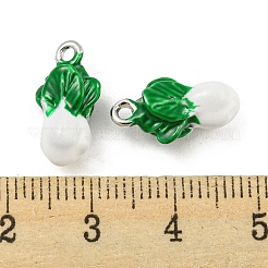真鍮製エナメルペンダント  18KGP本金メッキ  白菜  16x9x7mm  穴：1.6mm&nbsp;X-KK-P258-17C-G