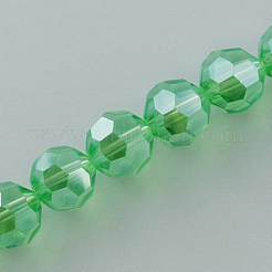電気メッキガラスビーズ連売り  パール光沢メッキ  ファセット（32ファセット）  ラウンド  薄緑  8x7mm&nbsp;EGLA-R015-8mm-11