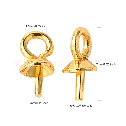 PVD 真空メッキ 304 ステンレス カップ パール ペグ ベイル ピン ペンダント  長持ちメッキ  片穴パーツ用  ゴールドカラー  7x3mm  穴：1.5mm  ピン：0.7mm&nbsp;STAS-I120-56-G