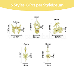 40個5スタイルアロイペンダント  スカル＆バタフライ＆スカル＆ハート＆ソード  ライトゴールド  25.5~47.5x15~28x4~7mm  穴：1.8~2mm  8個/スタイル&nbsp;FIND-DC0003-17