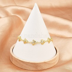 Brass Micro Pave Clear Cubic Zirconia Link Chain Bracelets for Women&nbsp;BJEW-A090-09F-G