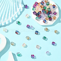 60個6色7.5x8x8トーン透明スプレー塗装アクリルビーズ  ポリゴン  多面カット  ミックスカラー  1.8mm  穴：10mm  [1]個/カラー&nbsp;ACRP-YW0001-14