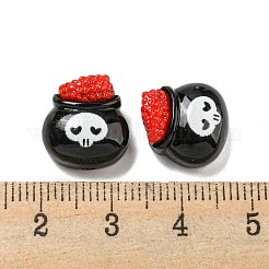 ハロウィーンテーマの樹脂デコデンカボション  ブラック  スカル  13x12.5x6.5mm&nbsp;LS-RESI-C050-01K