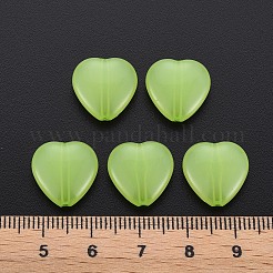 透明なアクリルビーズ  染め  ハート  芝生の緑  13.5x14x6mm  穴：1.5mm  約370個/239g&nbsp;LS-TACR-S154-54E-06