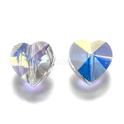 透明ガラスビーズ  多面カット  ハート  透明  10x10x7mm  穴：1~1.2mm&nbsp;GLAA-K002-07A-18