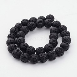 天然溶岩岩ビーズ連売り  ラウンド  ブラック  14mm  穴：1.2mm  約28個/連  15.2インチ&nbsp;G434-10