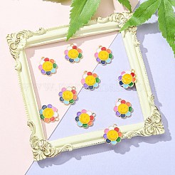 合金エナメルチャーム  笑顔の花  ライトゴールド  18.5x16x1.5mm  穴：1.6mm&nbsp;ENAM-YW0002-26LG