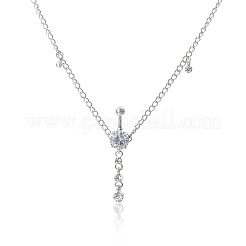 Iron Crystal Rhinestone Flat Round Dangle Bell Button Ring Link Waist Chains for Women&nbsp;WG3639B-01