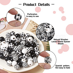 180Pcs 6 Style Natural Wood Beads&nbsp;WOOD-BT0001-09