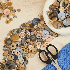 1 Set Flat Round Resin Buttons&nbsp;BUTT-CP0001-05