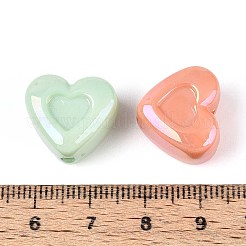 UVメッキ不透明アクリルビーズ  虹色の  ハート  ミックスカラー  15x17x10mm  穴：2mm&nbsp;OACR-T028-83
