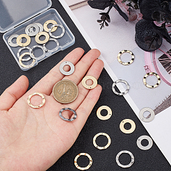 24個4スタイル201ステンレススチールペンダント  リング  ミックスカラー  16~18x1mm  穴：0.8~1mm  6個/スタイル&nbsp;STAS-UN0035-43